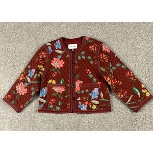 Cara Cara Marissa Jacket Womens Extra Small Red Floral Quilted Cropped XS